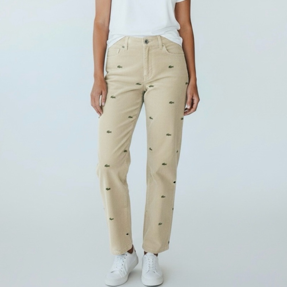 Casablanca Sport Embroidered Corduroy Pant in Cream with Leaf Women’s Size 12